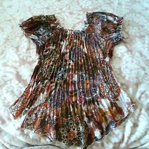 Cato colorful smocked sz large stretch  blouse